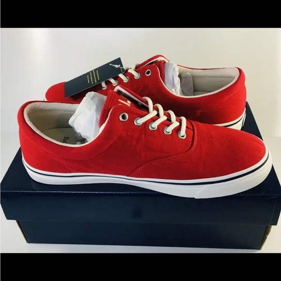 BRAND NEW Polo Ralph Lauren Harpoon SK VLC Red Washed Canvas Size 10.5 - Picture 6 of 8